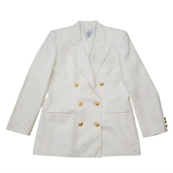 Vintage Talbots 2 PC Linen Blend Double-breasted Blazer Jacket and Skirt Suit 12 - Picture 10 of 16